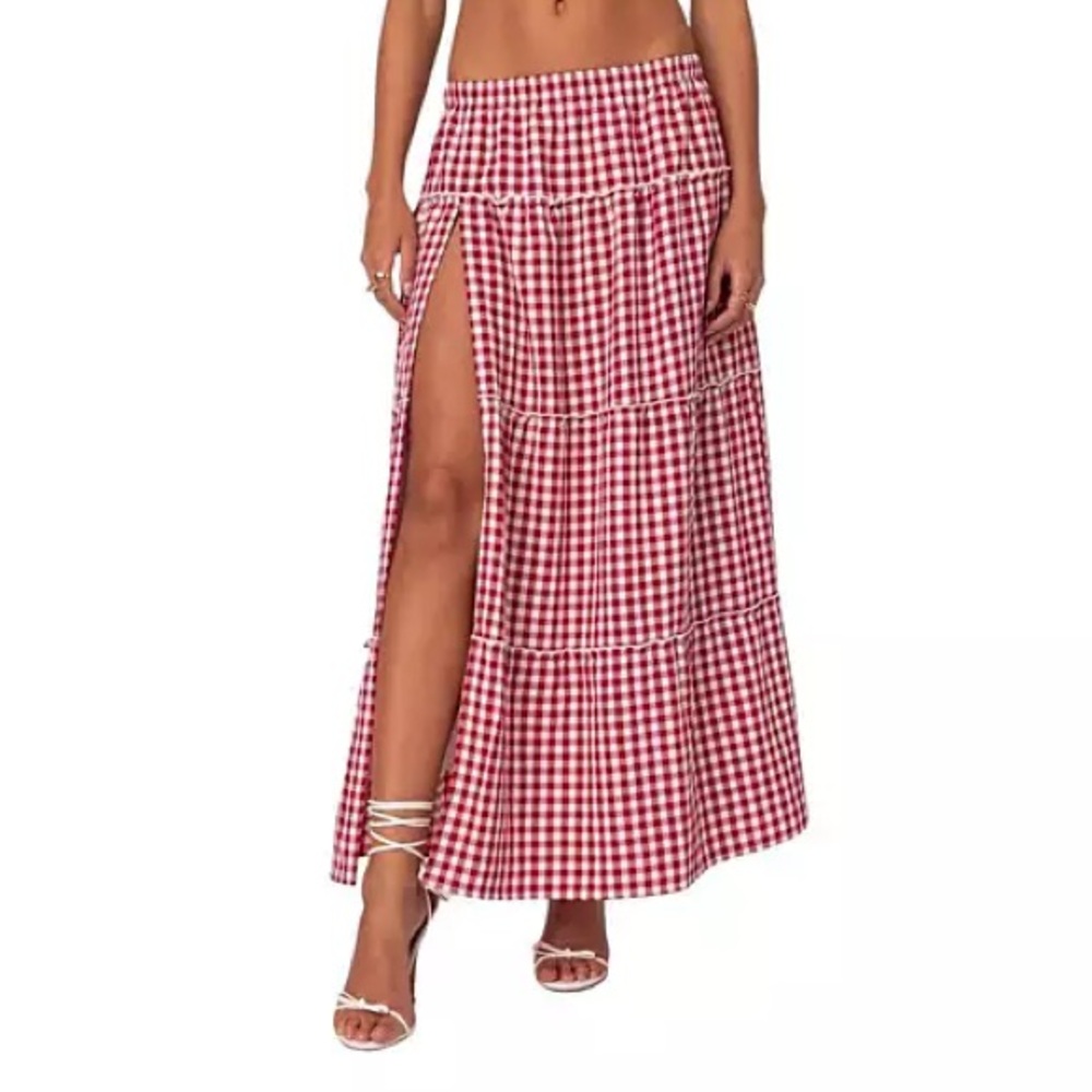 NWT | EDIKTED | GINGHAM MAXI SKIRT